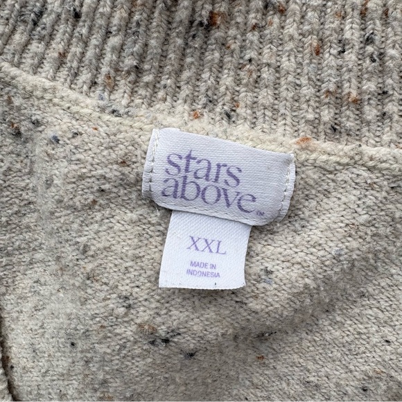 Sweater Set - joggers & v-neck sweater - speckled cream color - cotton blend - Picture 4 of 11